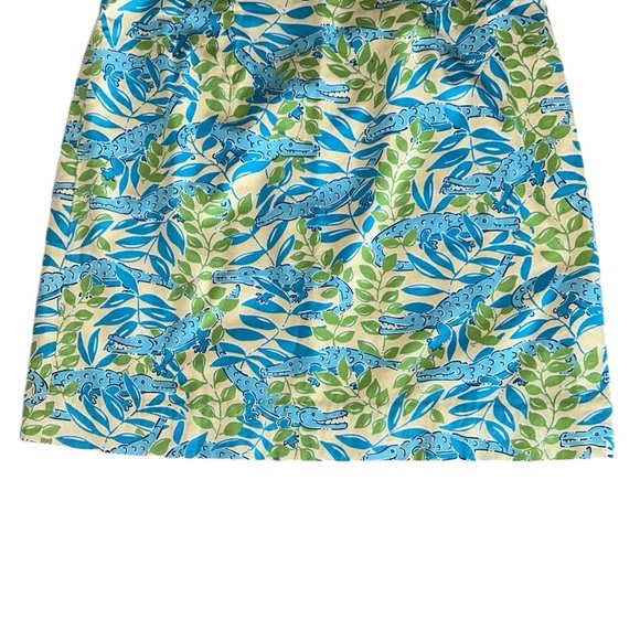Lilly Pulitzer Vintage Yellow Green Blue Alligator Fern Mini Skirt - 6 - Picture 3 of 9